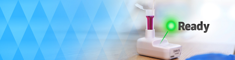Banner image of LUCIRA® by Pfizer COVID-19 & Flu Test with ready light highlighted